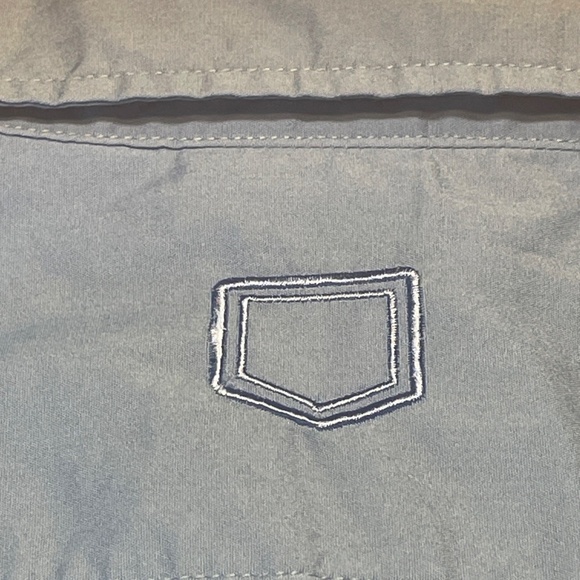 Scottevest Beachcomber Button Up Shirt XL Blue Multiple Hidden Pockets EUC - Picture 15 of 15